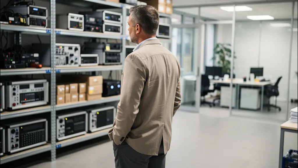 Entrepreneur inspectant un local d'activités professionnel en région PACA