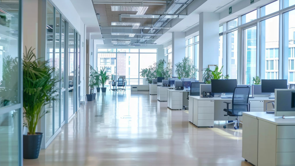 Vue aérienne d'une zone d'activités technologique en région PACA type Sophia Antipolis