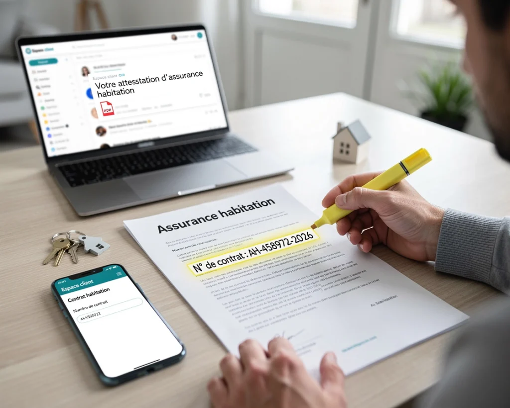 Un homme consulte son contrat d'assurance habitation